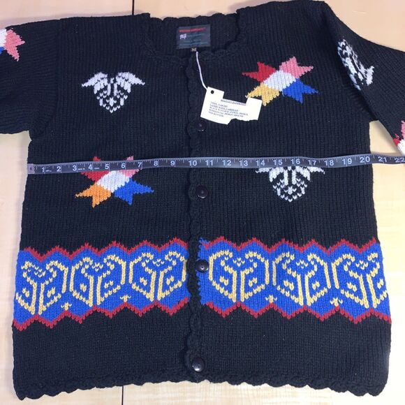 Bolivian Handknits lambwool sweater cardigan Aztec tribal geo Scandinavian Stars - Picture 9 of 12